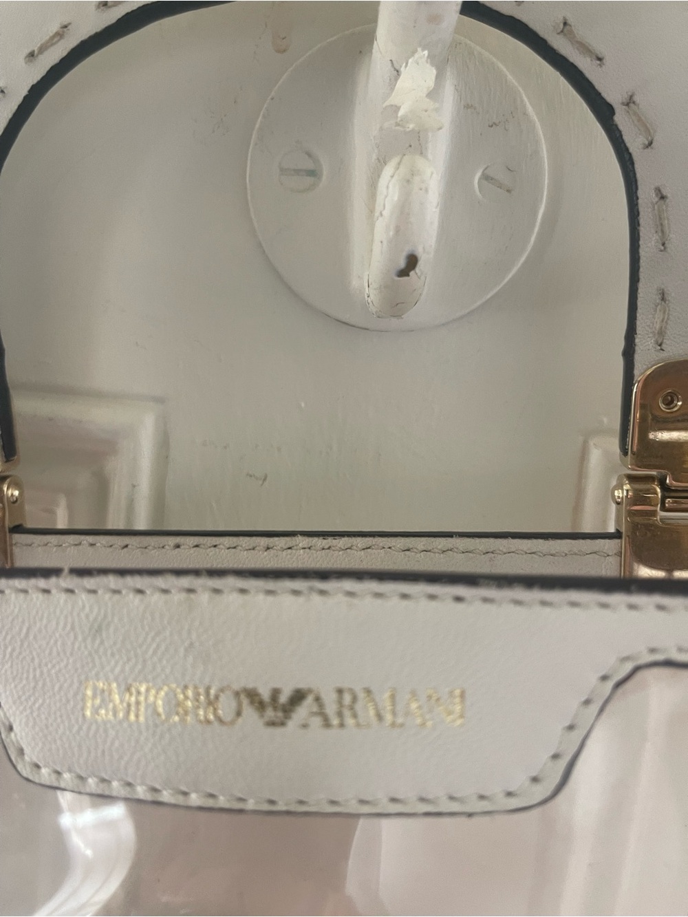 Emporio Armani Clear PVC Tote with White Trim and Gold Hardware - Picture 2 of 8